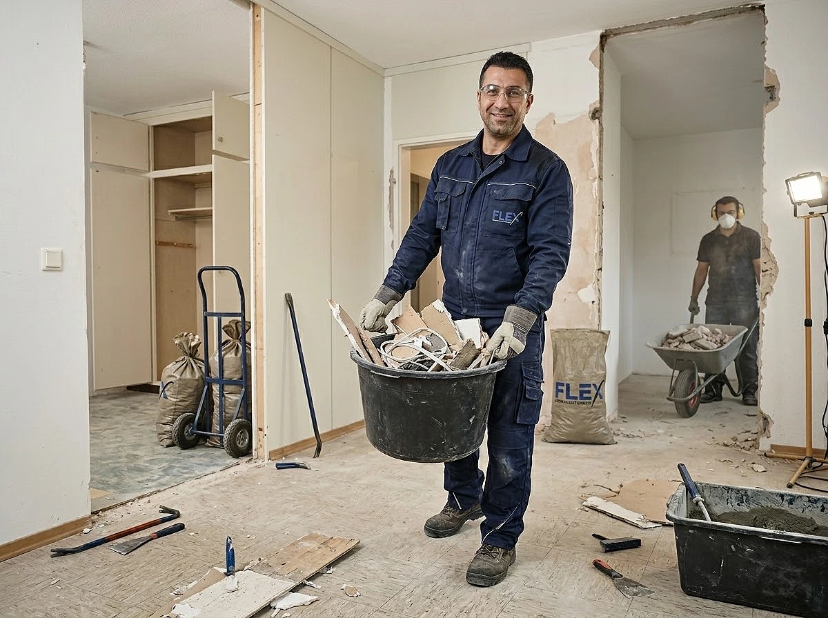 Abrissarbeiten und Rückbau: FLEX Dienstleistungen bei nicht tragenden Abriss- und Rückbauarbeiten in Bruchsal, Karlsruhe und Umgebung